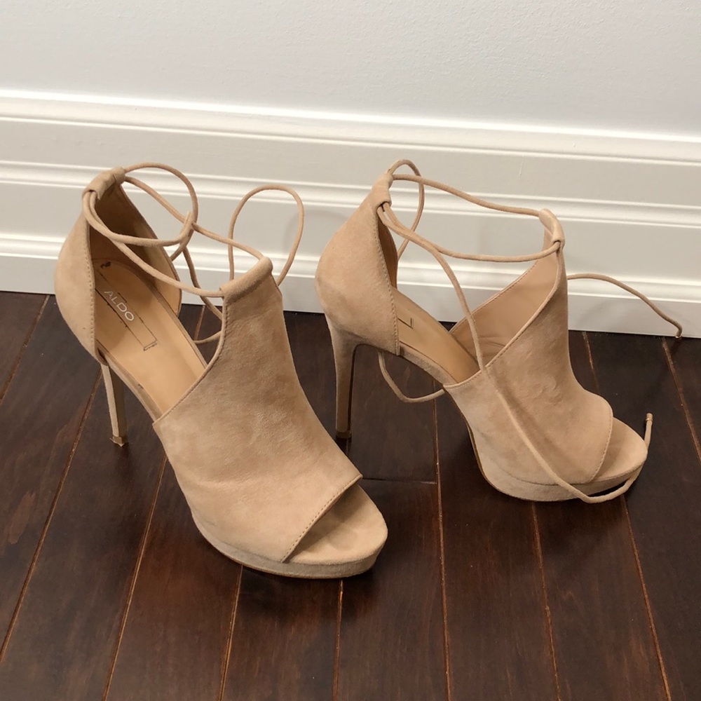 Aldo Open Toe Lace Up Heels